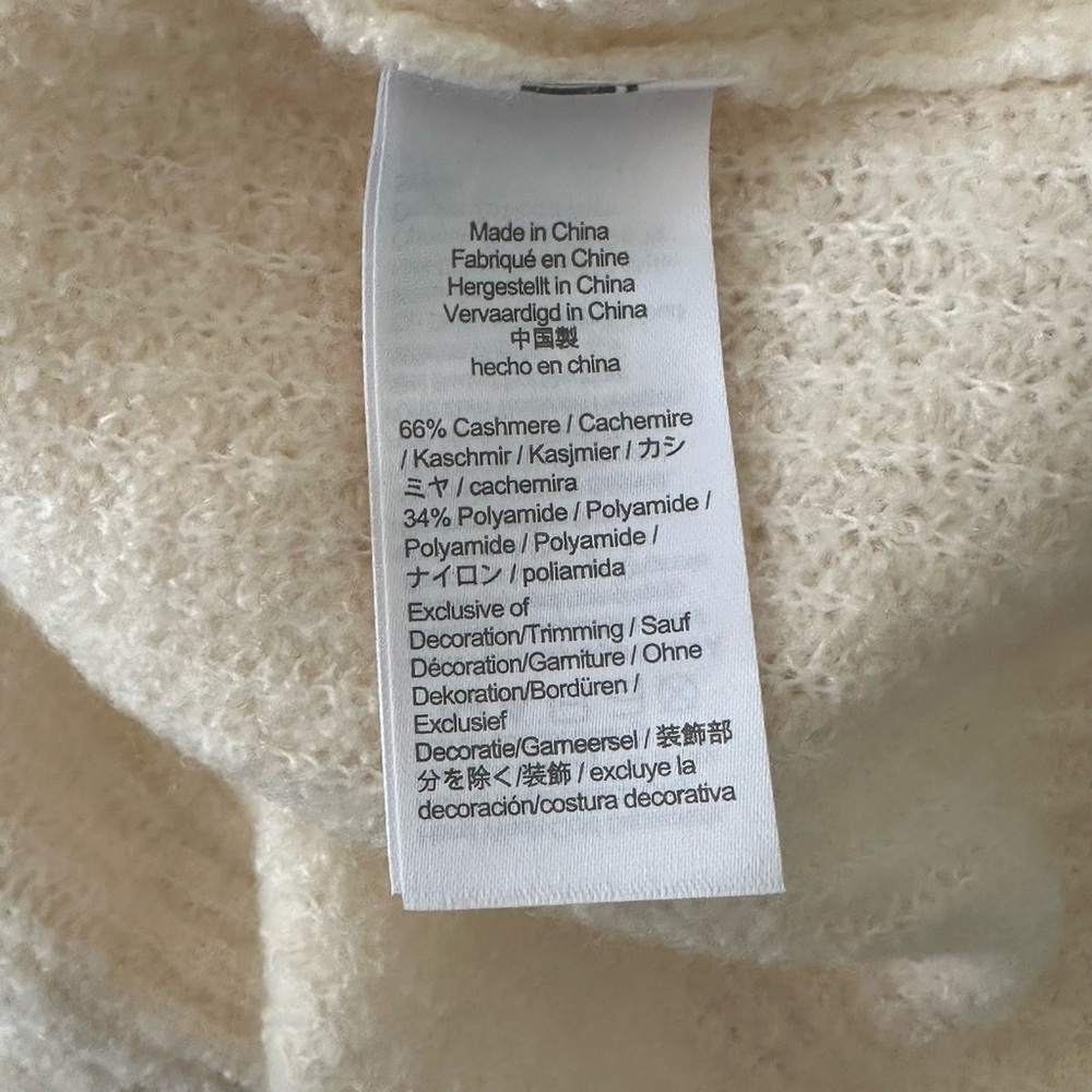J. Crew Cashmere Ivory V-Neck Knit Sweater with Drawstring - Picture 5 of 6